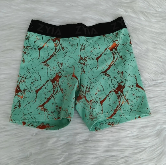 Zyia Active Womens Shorts Aqua & Copper Light Weight & Tight Shorts Medium - Picture 1 of 6